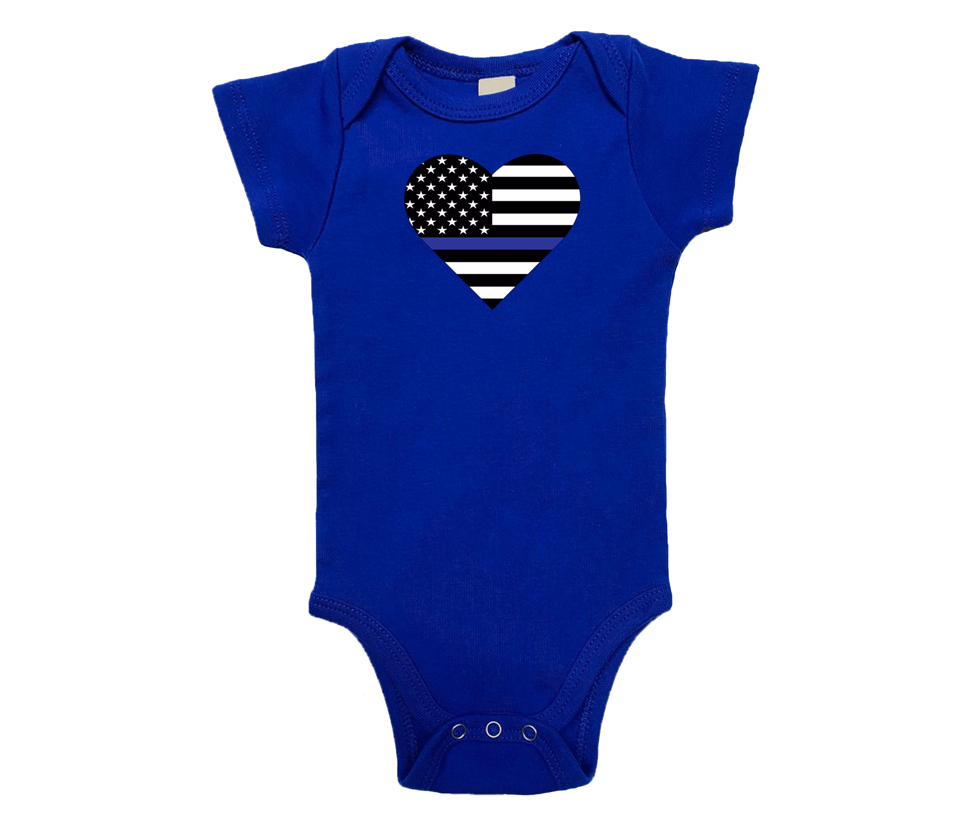 Police Heart - blue short sleeve onesie